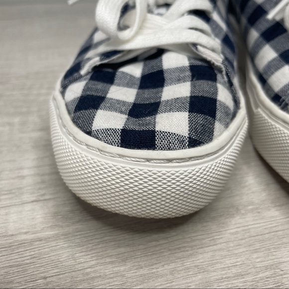 J. Crew Navy Gingham Roap Trip Canvas Lace-Up Sneaker Size 6 - Picture 4 of 10